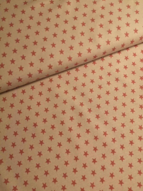 Rosa med pink stjerner - bomuldsjersey med stjerner