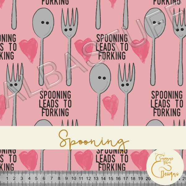 Spooning leads to forking - bomuldsjersey - 25 x 40 cm.